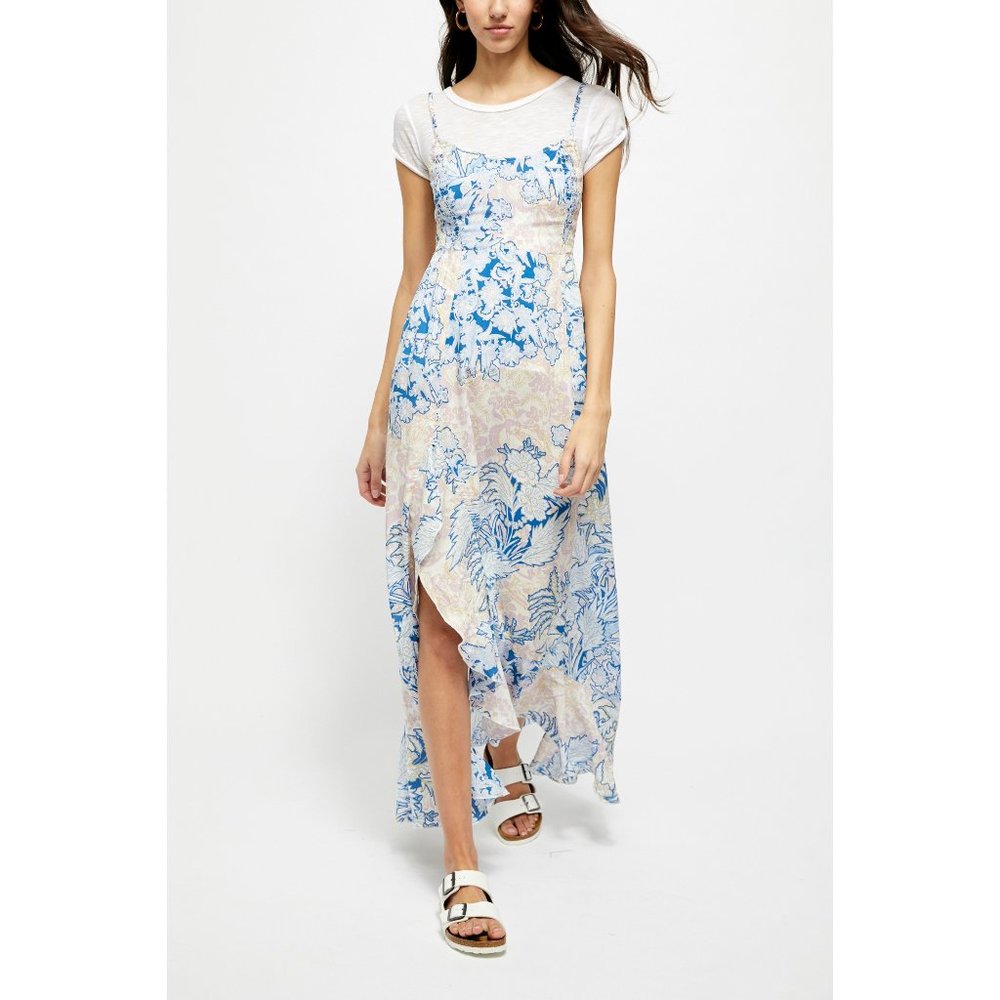 NWT Free People Forever Yours Smocked Slip / Blue